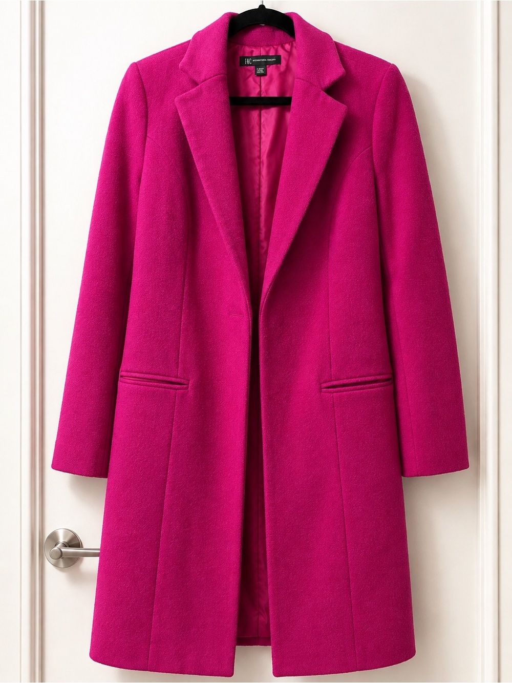 INC International Concepts Hot Pink Wool-Blend Trench Coat